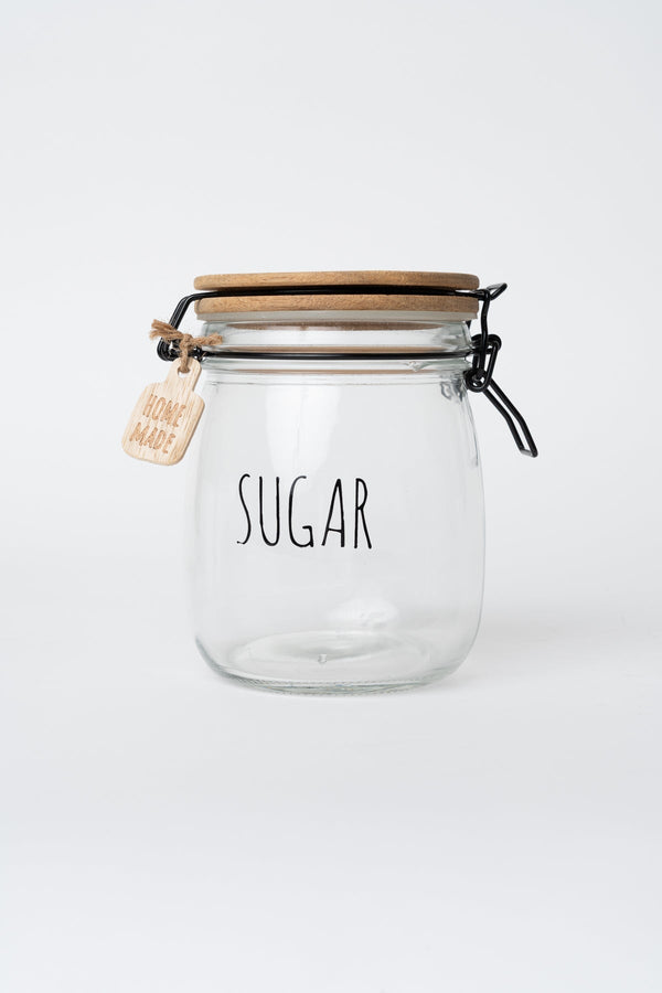 Carraig Donn Glass Kitchen Sugar Jar With Acacia Wood Lid