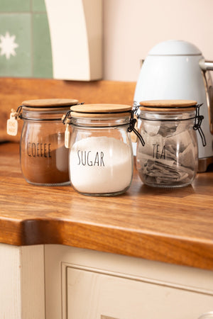 Carraig Donn Glass Kitchen Sugar Jar With Acacia Wood Lid