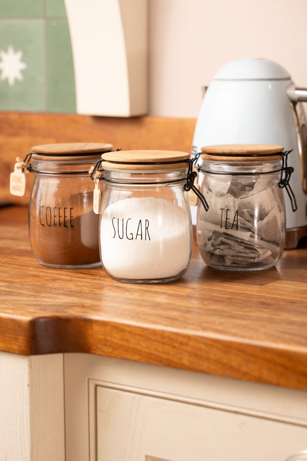 Carraig Donn Glass Kitchen Sugar Jar With Acacia Wood Lid