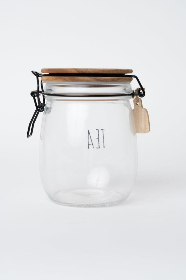 Carraig Donn Glass Kitchen Tea Jar With Acacia Wood Lid