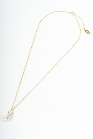 Carraig Donn Gold Ball Chain Single Faux Pearl Drop Pendant Necklace