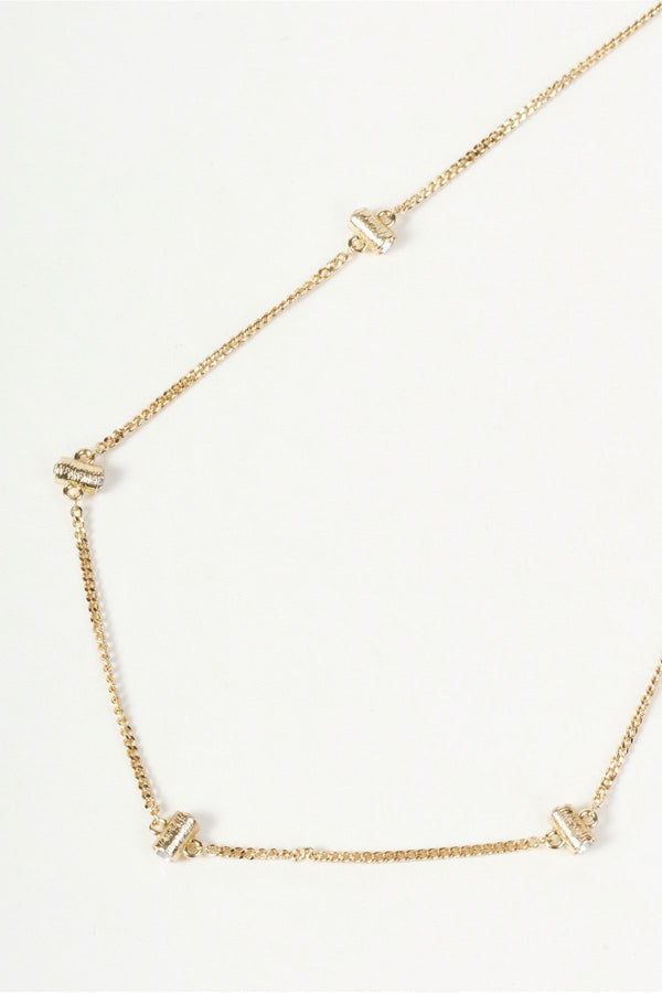 Carraig Donn Gold Bar Diamante Station Necklace