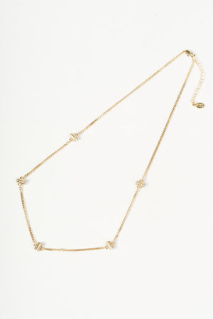 Carraig Donn Gold Bar Diamante Station Necklace