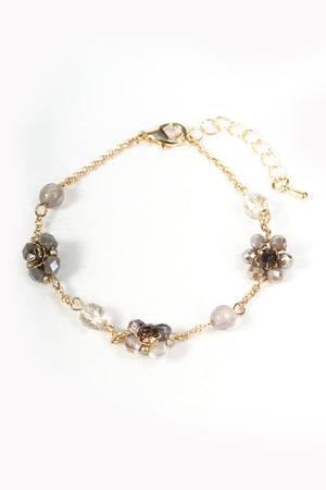 Carraig Donn Gold & Beige Beaded Floral Chain Bracelet
