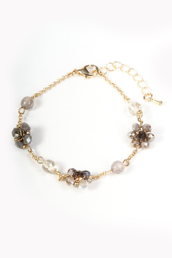 Carraig Donn Gold & Beige Beaded Floral Chain Bracelet