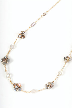 Carraig Donn Gold & Beige Beaded Floral Chain Necklace