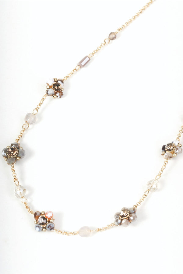 Carraig Donn Gold & Beige Beaded Floral Chain Necklace