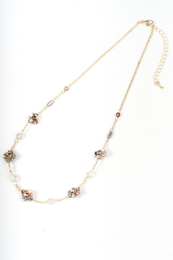 Carraig Donn Gold & Beige Beaded Floral Chain Necklace