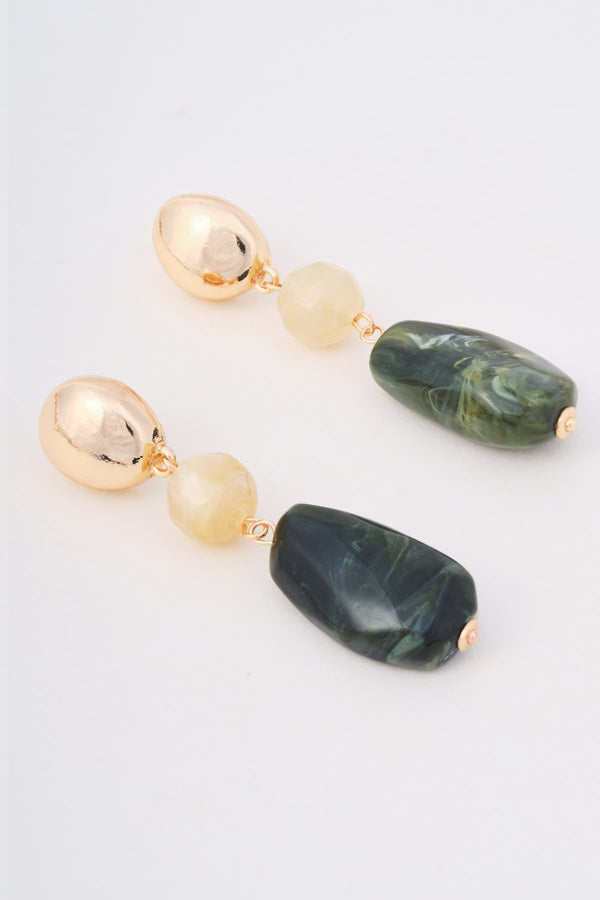 Carraig Donn Gold Beige & Green Beaded Drop Earrings