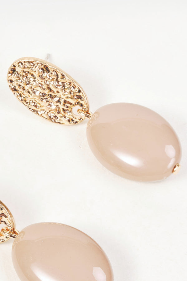 Carraig Donn Gold & Beige Pebble Bead Drop Earrings