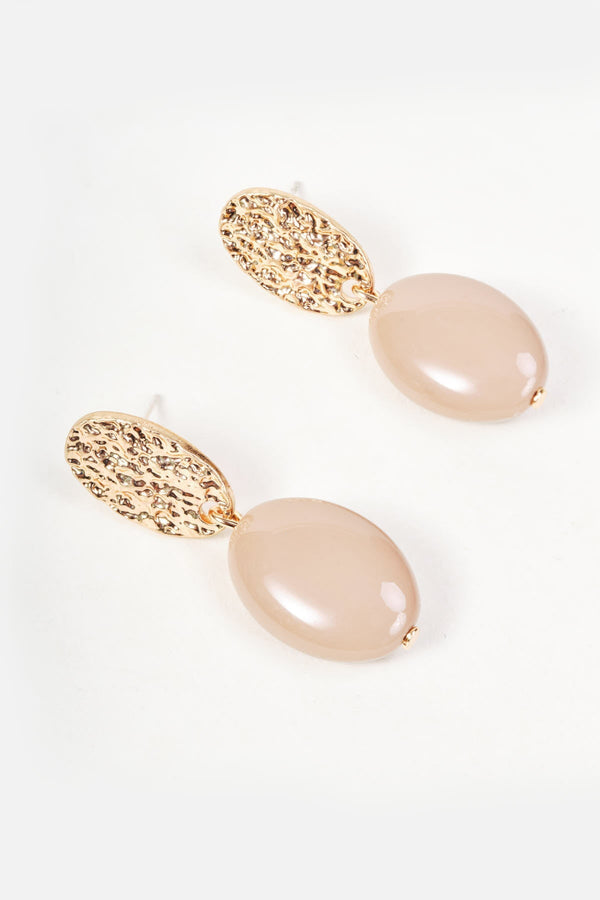 Carraig Donn Gold & Beige Pebble Bead Drop Earrings
