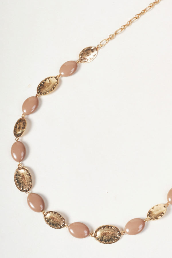 Carraig Donn Gold & Beige Pebble Beaded Long Necklace