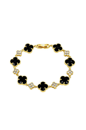 Carraig Donn Gold & Black Clover Jet Bracelet