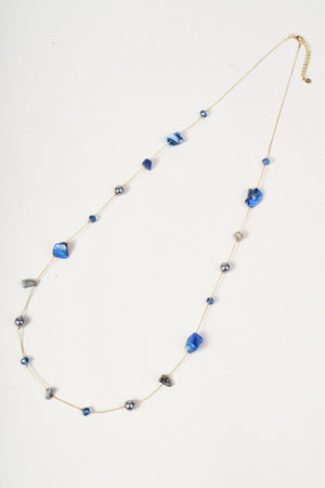 Carraig Donn Gold & Blue Stone Beaded Long Necklace