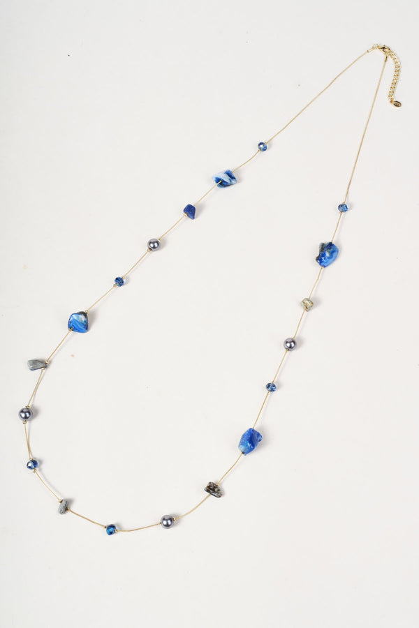 Carraig Donn Gold & Blue Stone Beaded Long Necklace