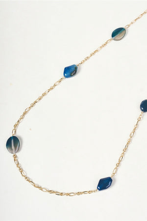 Carraig Donn Gold & Blue Stone Chain Long Necklace