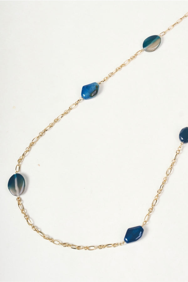 Carraig Donn Gold & Blue Stone Chain Long Necklace