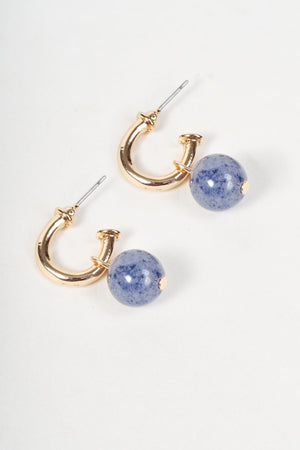 Carraig Donn Gold & Blue Stone Drop Open Hoop Earrings