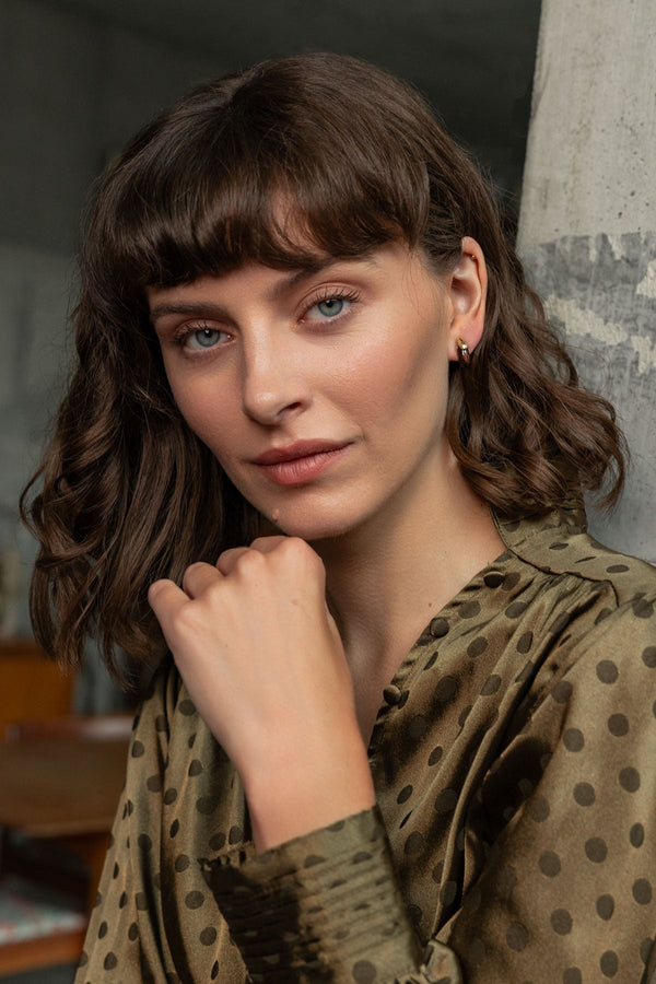 Carraig Donn Gold & Brown Two Tone Bar Stud Earrings