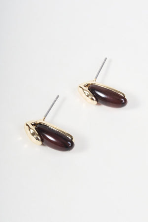 Carraig Donn Gold & Brown Two Tone Bar Stud Earrings
