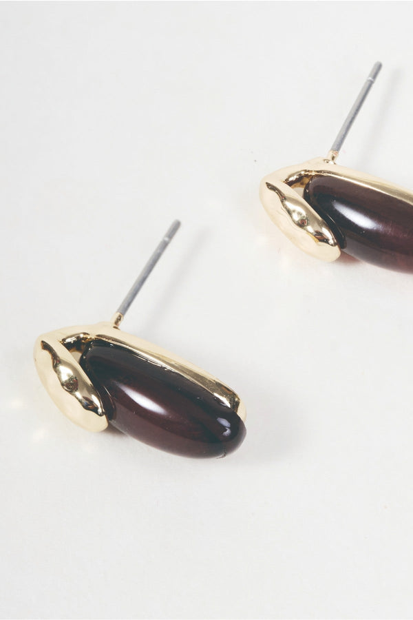 Carraig Donn Gold & Brown Two Tone Bar Stud Earrings