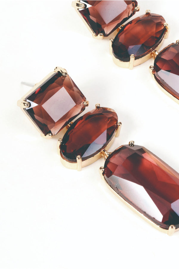 Carraig Donn Gold Burgundy Gemstone Drop Earrings