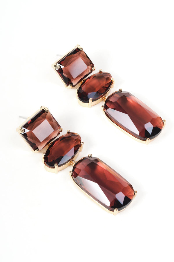 Carraig Donn Gold Burgundy Gemstone Drop Earrings