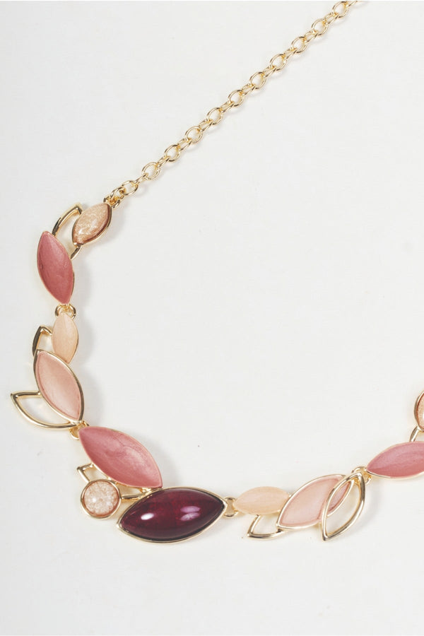Carraig Donn Gold & Burgundy Leaf Cable Chain Necklace