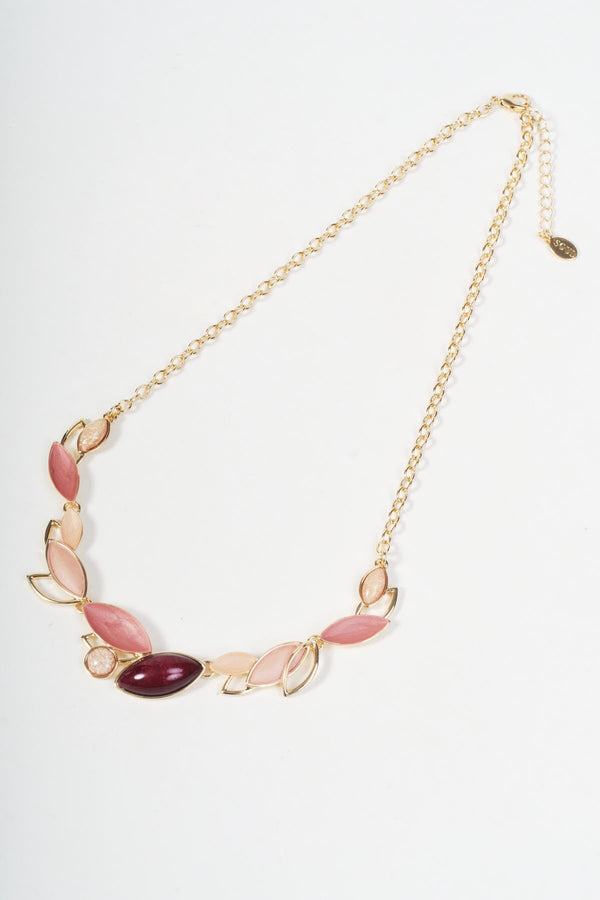 Carraig Donn Gold & Burgundy Leaf Cable Chain Necklace