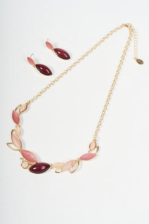 Carraig Donn Gold & Burgundy Leaf Drop Earrings