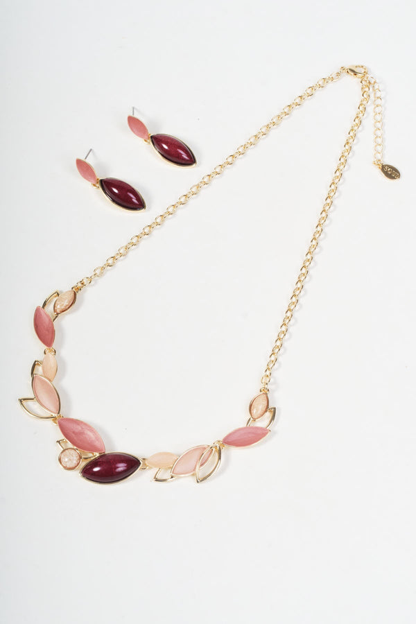Carraig Donn Gold & Burgundy Leaf Drop Earrings