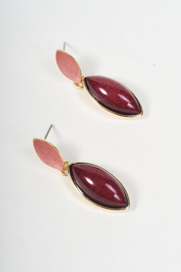 Carraig Donn Gold & Burgundy Leaf Drop Earrings