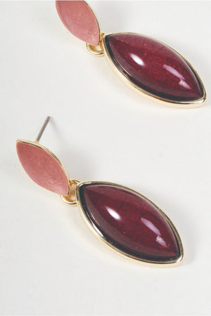 Carraig Donn Gold & Burgundy Leaf Drop Earrings