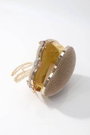 Carraig Donn Gold Chainmail Ring Detail Heart Clutch Bag