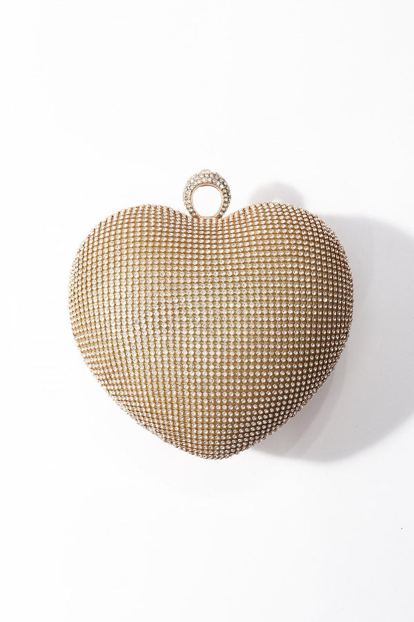 Carraig Donn Gold Chainmail Ring Detail Heart Clutch Bag