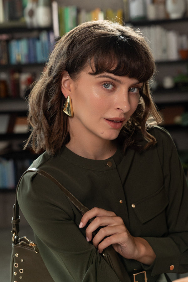 Carraig Donn Gold Chunky Geometric Teardrop Earrings