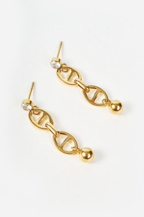 Gold Chunky Mariner Link Drop Earrings
