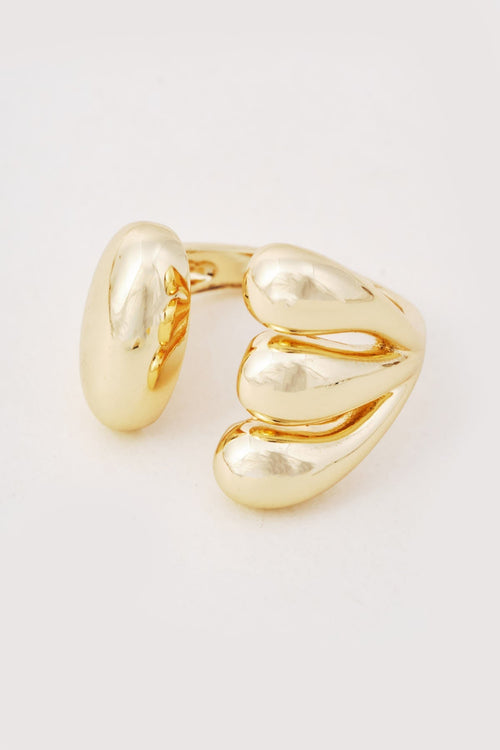 Gold Chunky Sculpted Droplet Open Ring