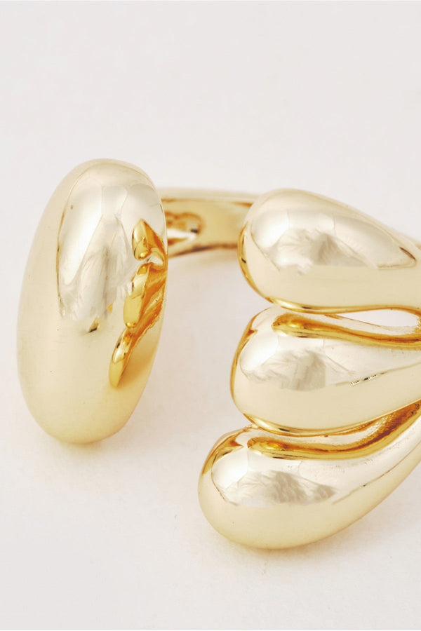 Carraig Donn Gold Chunky Sculpted Droplet Open Ring