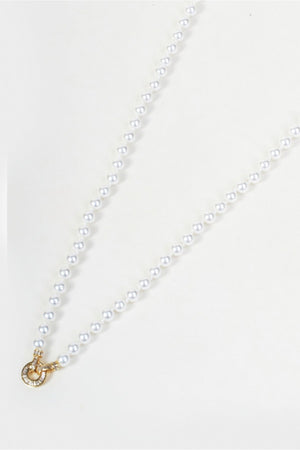 Carraig Donn Gold Circle Pendant Faux Pearl Long Necklace