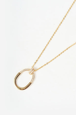 Carraig Donn Gold & Clear Crystal Oval Pendant Necklace