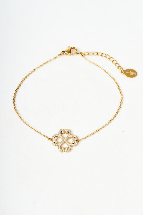 Gold & Clear Diamante Clover Pendant Bracelet