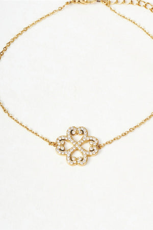 Carraig Donn Gold & Clear Diamante Clover Pendant Bracelet