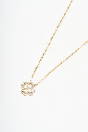 Carraig Donn Gold & Clear Diamante Clover Pendant Necklace