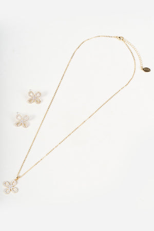 Carraig Donn Gold Clear Diamante Clover Stud Earrings