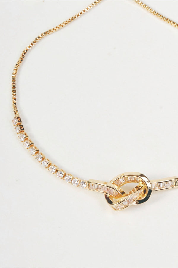 Carraig Donn Gold Clear Diamante Knot Bracelet