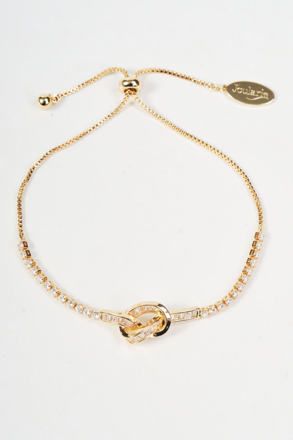 Carraig Donn Gold Clear Diamante Knot Bracelet