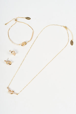 Carraig Donn Gold Clear Diamante Knot Bracelet