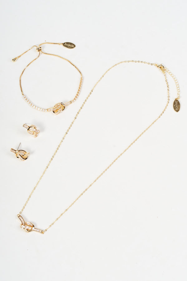 Carraig Donn Gold Clear Diamante Knot Bracelet