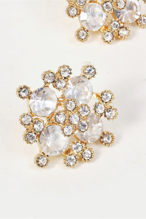 Carraig Donn Gold & Clear Stone Diamante Statement Earrings
